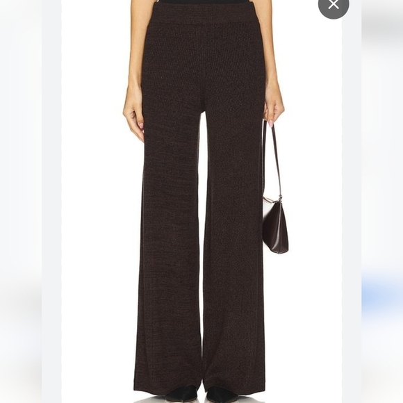 House Of Harlow 1960 Pants Medium Black Ribbed Knit Flare Bell Bottom High Rise - Picture 1 of 10